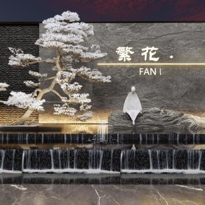 新中式假山水景3D模型下载